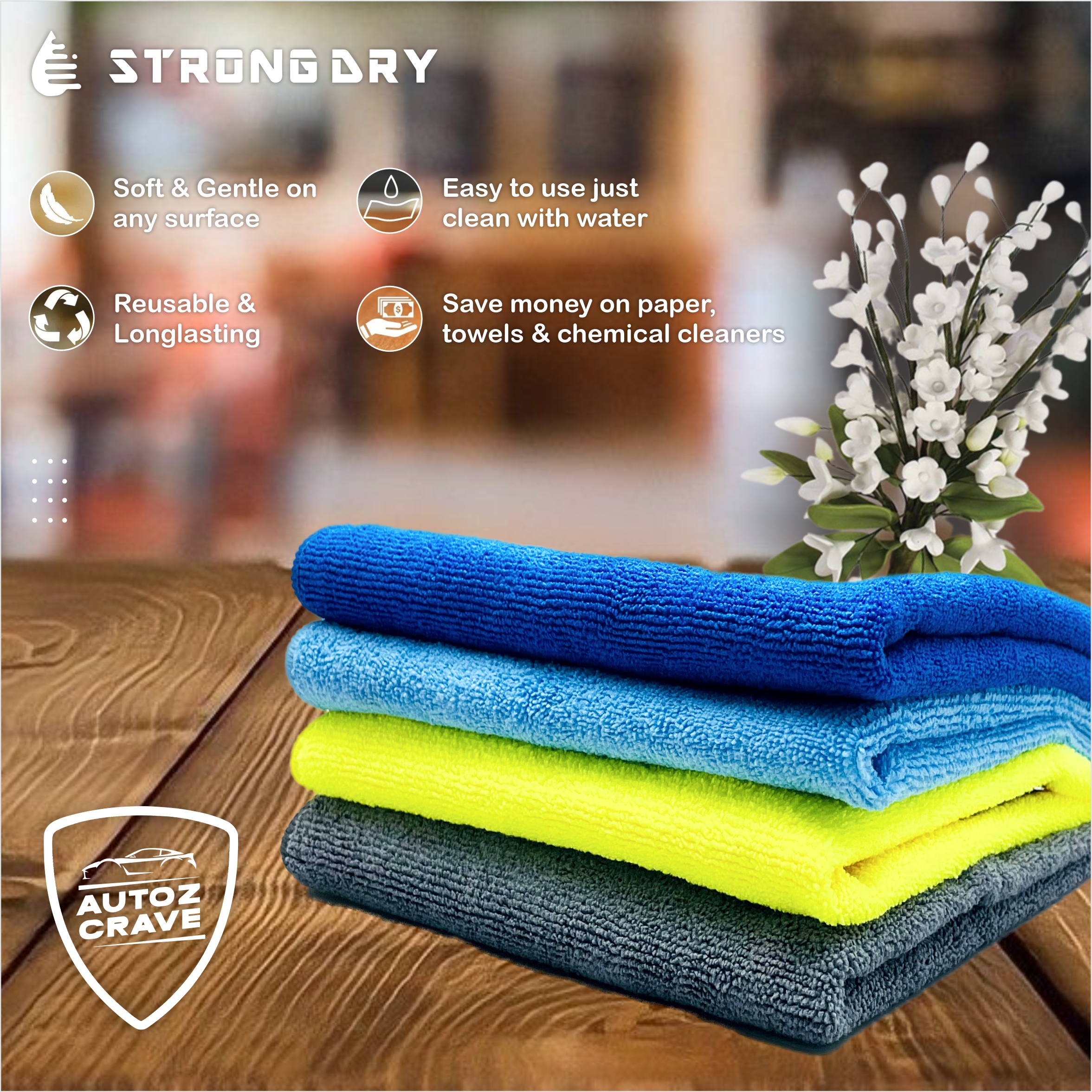 MICROFIBER WRAP KNITTED TOWEL FOR CAR CLEANING 360 GSM (YELLOW, DARK BLUE, SKY BLUE, GREY)